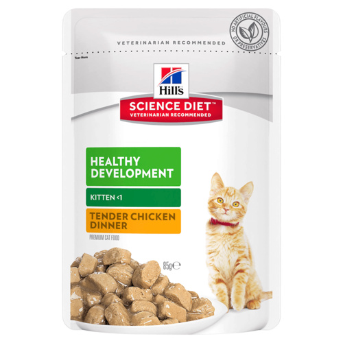 Hills Kitten Healthy Development Wet Cat Food Tender Chicken Dinner 12 x 85g