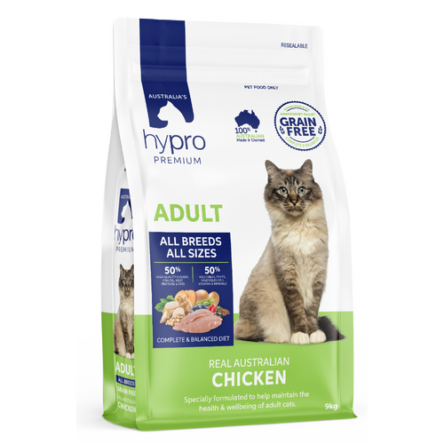 Hypro Premium Adult All Breeds Grain-Free Dry Cat Food Australian Chicken 9kg