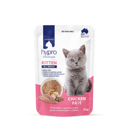 Hypro Premium Kitten All Breeds Grain-Free Wet Cat Food Chicken Pate 12 x 85g