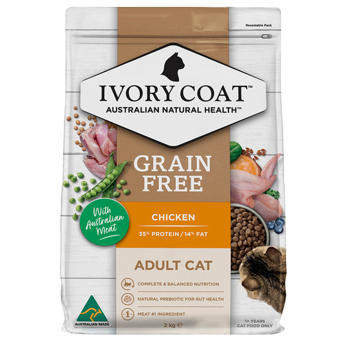 Ivory Coat Adult Grain Free Dry Cat Food Chicken w/ Australian Meat 2kg