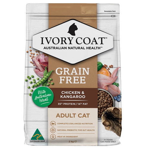 Ivory Coat Adult Grain Free Dry Cat Food Chicken & Kangaroo 2kg