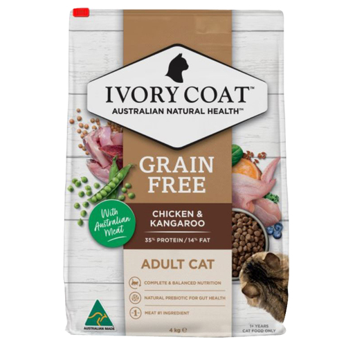 Ivory Coat Adult Grain Free Dry Cat Food Chicken & Kangaroo 4kg