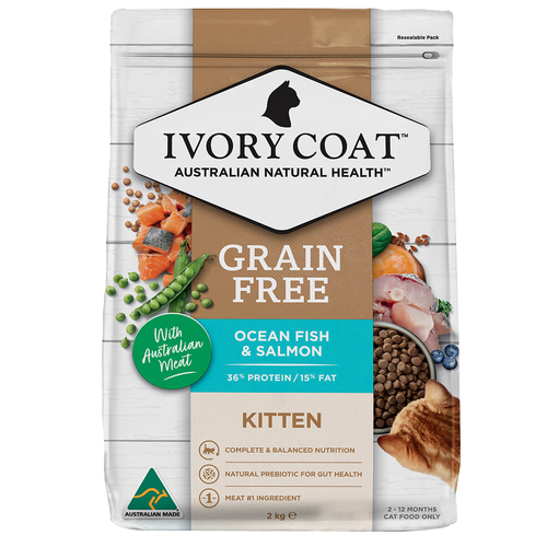 Ivory Coat Kitten Grain Free Dry Cat Food Ocean Fish & Salmon 2kg