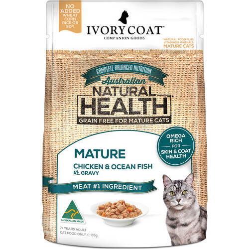 Ivory Coat Mature Wet Cat Food Chicken & Ocean Fish in Gravy 12 x 85g