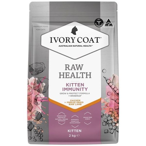 Ivory Coat Raw Health Kitten Immunity Cat Food Chicken + Raw Lamb 2kg