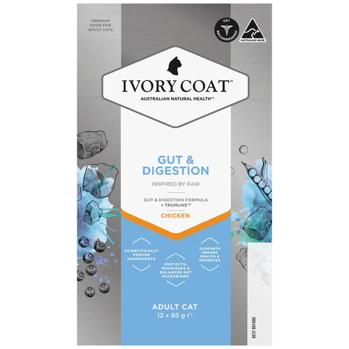Ivory Coat Adult Inspired by Raw Gut & Digestion Cat Food Chicken 12 x 85g