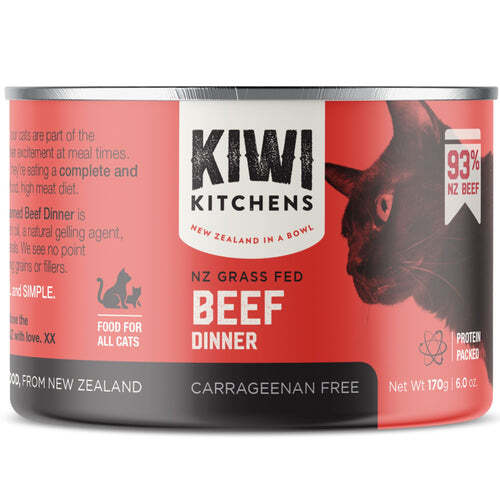 Kiwi Kitchens Grass Fed Canned Wet Cat Food Beef Dinner 18 x 170g