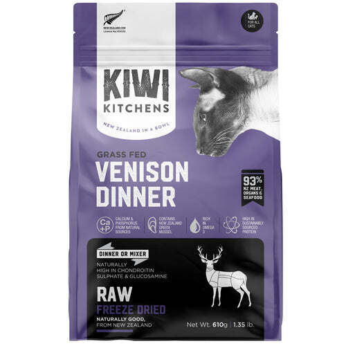 Kiwi Kitchens Raw Freeze Dried Dry Cat Food Venison Dinner 610g