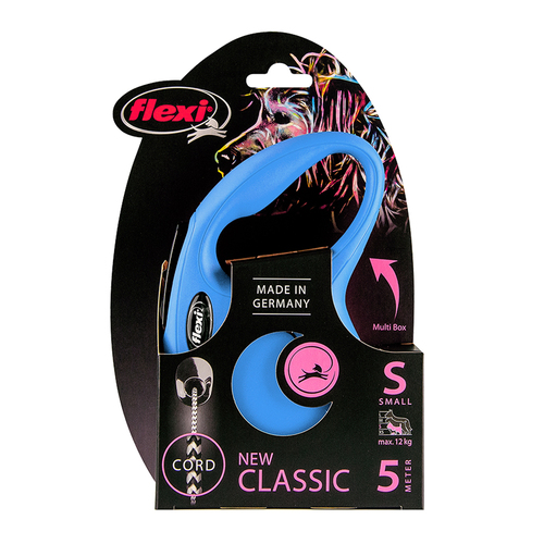Flexi Classic Retractable Cord Dog Lead Blue Small 5m