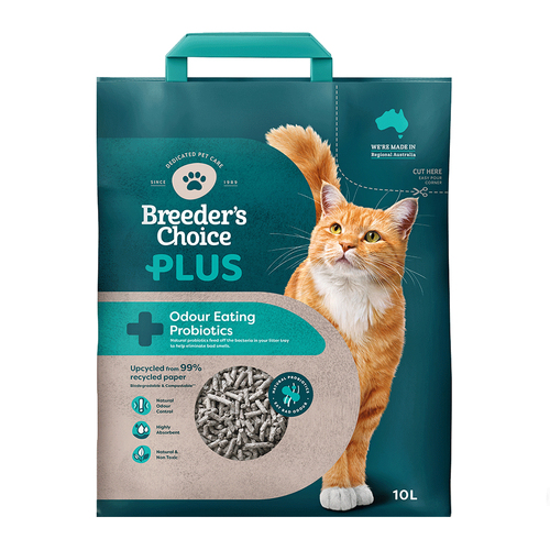 Breeders Choice Plus Odour Eating Probiotics Pet Cat Litter 10L