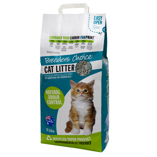 Breeders Choice Biodegradable Natural Odour Control Cat Litter 15L