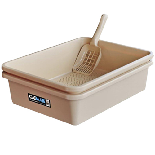 Cat Mate 3 Piece Litter Kit Sieve Tray with Scoop Beige