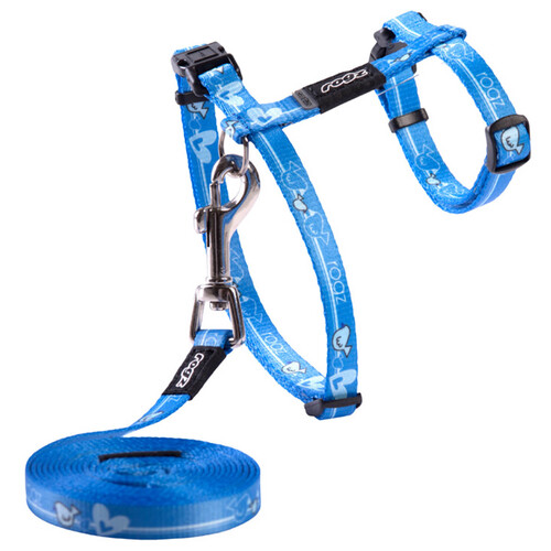 Rogz Kiddycat Polyester Cat Harness & Lead Set Royal Blue 11mm