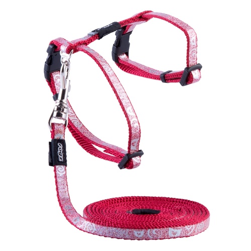 Rogz SparkleCat Control Reflective Harness & Lead for Cats Red XS