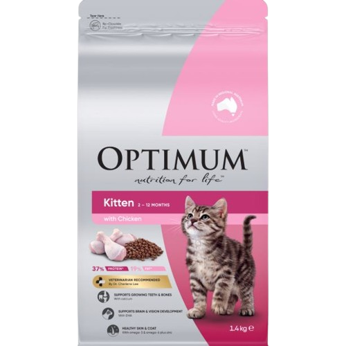 Optimum Kitten 2-12 Months Old Dry Cat Food with Chicken 1.4kg
