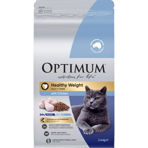 Optimum Adult 1+ Years Healthy Weight Dry Cat Food with Chicken 1.4kg