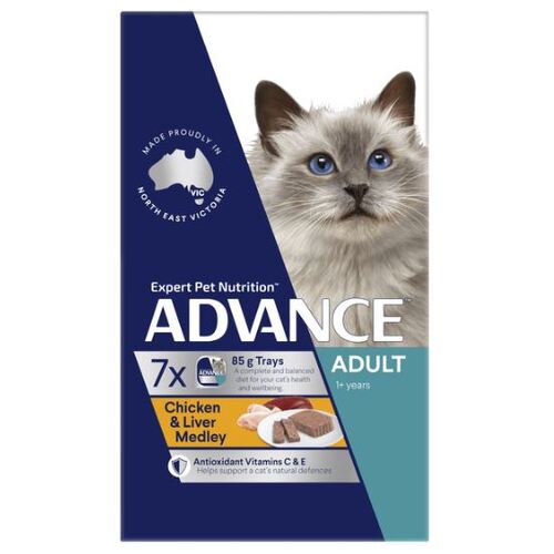 Advance Adult 1+ Years Wet Cat Food Chicken & Liver Medley 7 x 85g