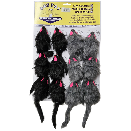 Pet-Rite Furry Mice Interactive Play Durable Cat Toy 3.5" 12 Pieces