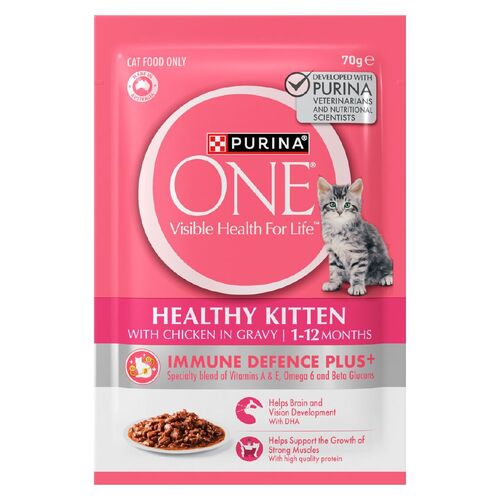 Purina One Healthy Kitten 1-12 Months Wet Cat Food Chicken in Gravy 12 x 70g