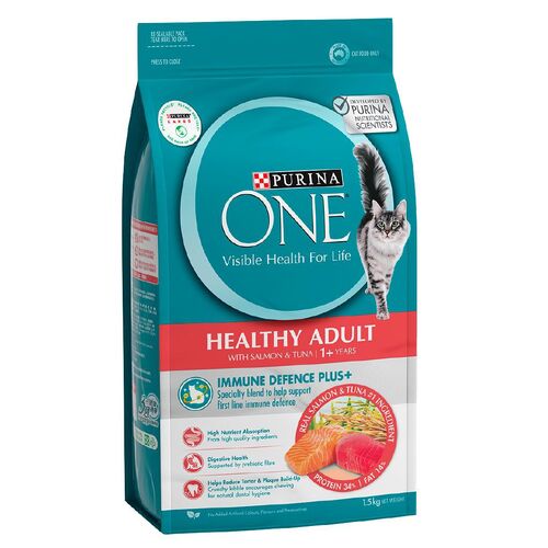 Purina One Healthy Adult 1+ Immune Defence Plus Dry Cat Food Salmon & Tuna 1.5kg