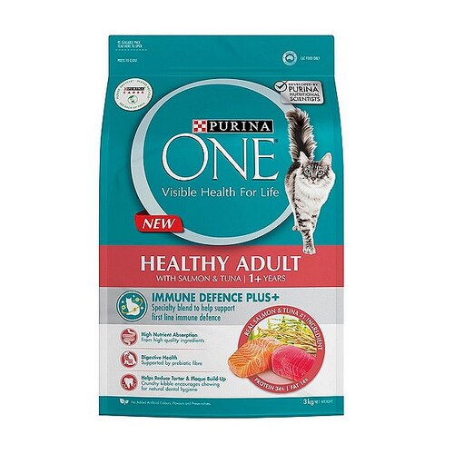 Purina One Healthy Adult 1+ Immune Defence Plus Dry Cat Food Salmon & Tuna 3kg