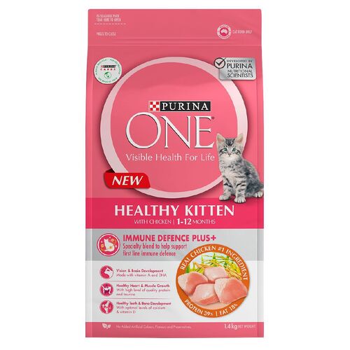 Purina One Healthy Kitten 1-12 Months Dry Cat Food Real Chicken 1.4kg