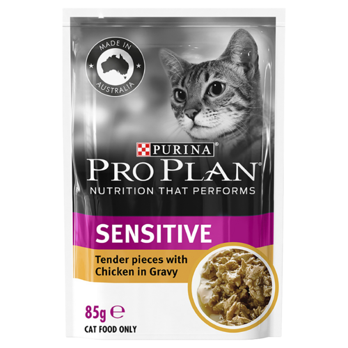 Pro Plan Adult Sensitive Wet Cat Food Chicken Tender in Gravy 12 x 85g