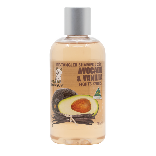 Smiley Dog 2-in-1 Avocado & Vanilla Fights Knots De-tangler Cat Shampoo 250ml