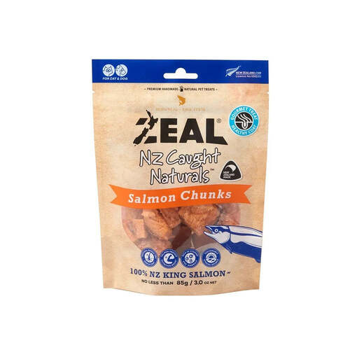 Zeal NZ Caught Naturals Freeze Dried Pet Treats Salmon Chunks 85g