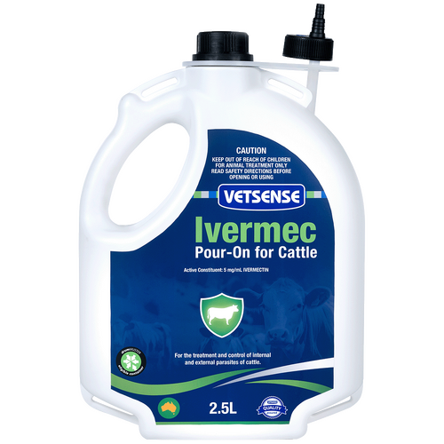 Vetsense Ivermec Pour-On Treatment & Control of Parasites for Cattle 2.5L