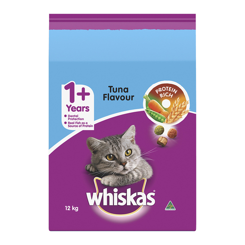 Whiskas Adult 1+ Vitabites Dry Cat Food w/ Tuna Flavour 12kg