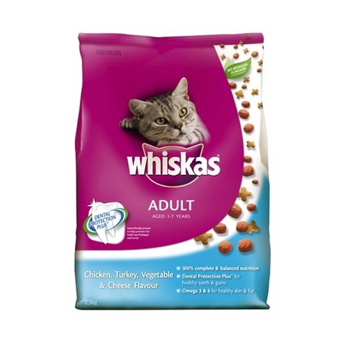 Whiskas Adult Cat Food Chicken Cheese and Turkey 2.5kg 