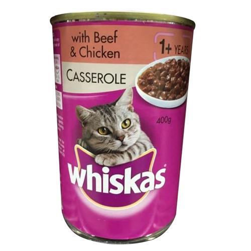 Whiskas Adult 1+ Years Wet Cat Food Casserole w/ Beef 400g x24