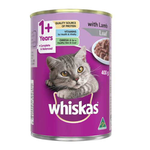 Whiskas Adult 1+ Years Wet Cat Food w/ Lamb Loaf Flavour 400g x24