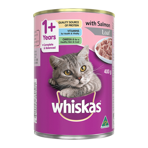 Whiskas Adult 1+ Years Wet Cat Food w/ Salmon Loaf Flavour 400g x24