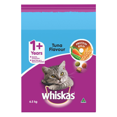 Whiskas Adult 1+ Vitabites Dry Cat Food w/ Tuna Flavour 6.5kg