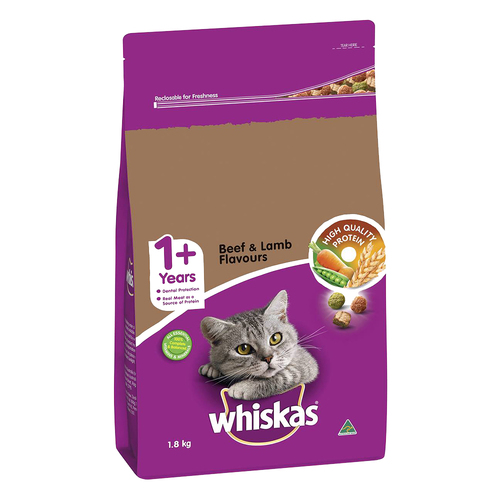 Whiskas Adult 1+ Vitabites Dry Cat Food Beef & Lamb Flavour 1.8kg