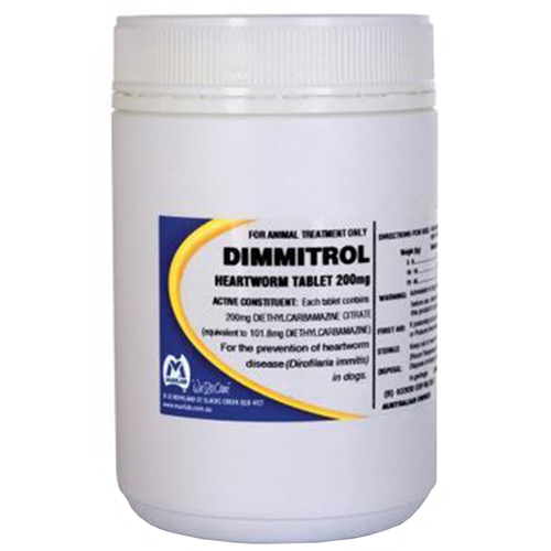 Dimmitrol Daily Heartworm Tablets for Dogs 200mg 100 Pack