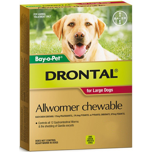 Drontal Chewable Allwormer for Dogs Large up to 35kg 50 Pack