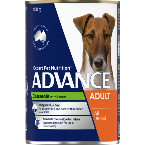 Advance Adult All Breed Wet Dog Food Casserole with Lamb 12 x 400g