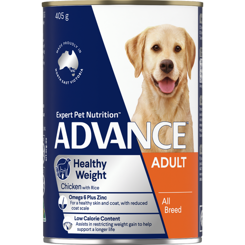 Advance Adult All Breed Healthy Weight Wet Dog Food Chicken with Rice 12 x 405g