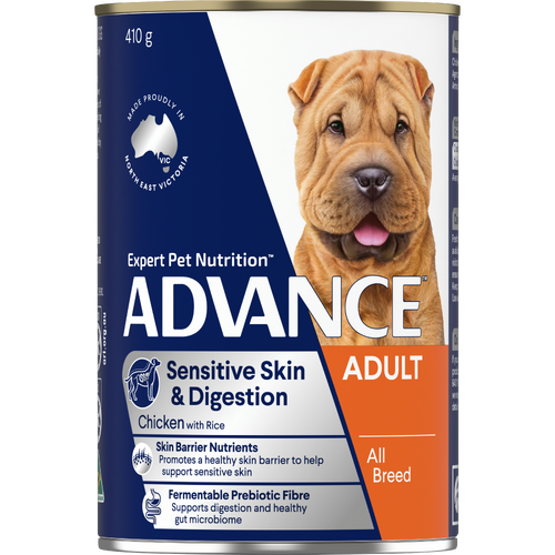 Advance Adult All Breed Sensitive Skin & Digestion Wet Dog Food Chicken 12x410g