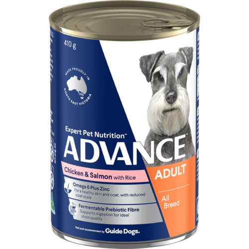 Advance Adult All Breed Wet Dog Food Chicken & Salmon w/ Rice 12 x 410g