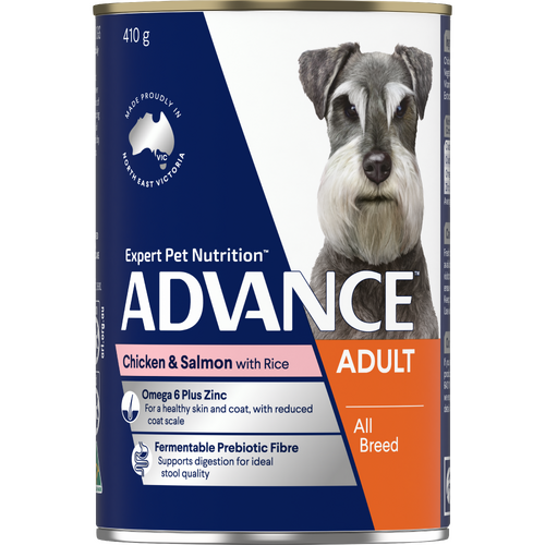 Advance Adult All Breed Wet Dog Food Chicken & Salmon with Rice 12 x 410g
