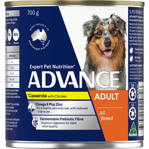 Advance Adult All Breed Wet Dog Food Casserole with Chicken 12 x 700g