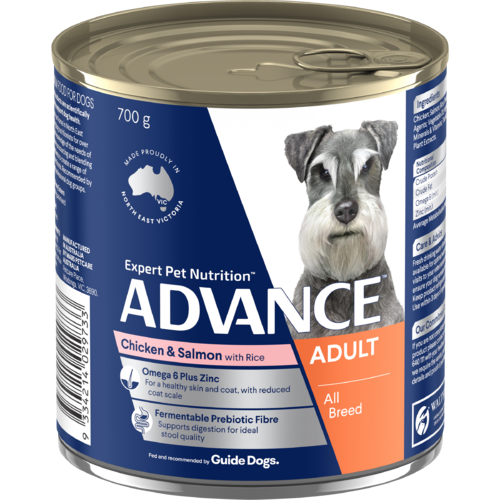 Advance Adult All Breed Wet Dog Food Chicken & Salmon w/ Rice 12 x 700g