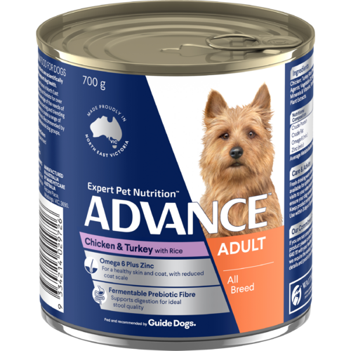 Advance Adult All Breed Wet Dog Food Chicken & Turkey w/ Rice 12 x 700g