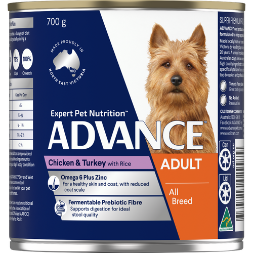 Advance Adult All Breed Wet Dog Food Chicken & Turkey with Rice 12 x 700g