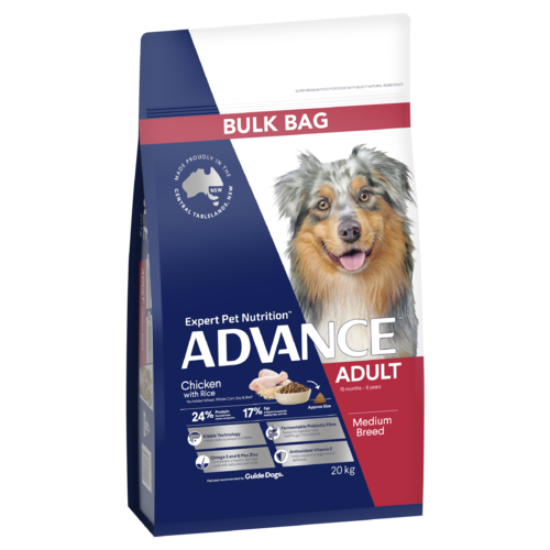 Advance Adult Medium Breed Dry Dog Food Chicken w/ Rice Bulk 20kg