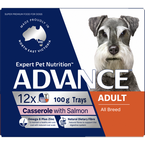 Advance Adult All Breed Wet Dog Food Casserole with Salmon 12 x 100g